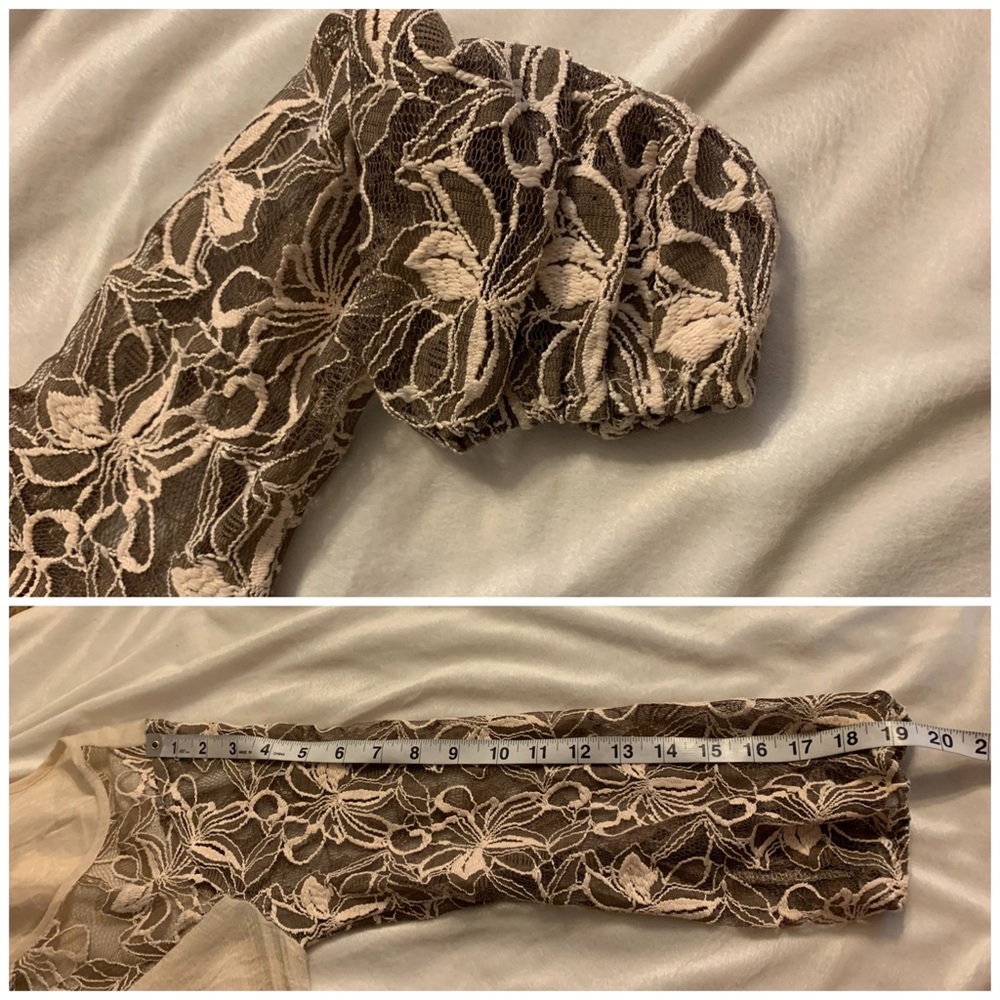 005 Anthropologie Areve quarter sleeve peasant top with laced detail in cream - Picture 5 of 6